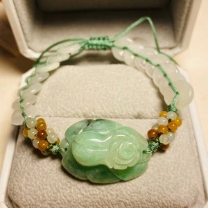Hand carved And knitted jade bracelet